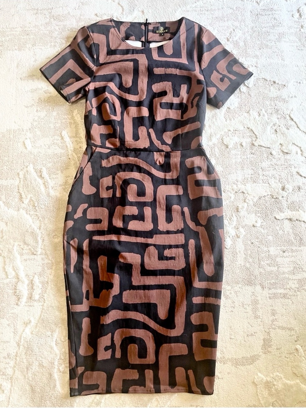 D'IYANU Sabella African Geometric Print Dress With Pockets Size S